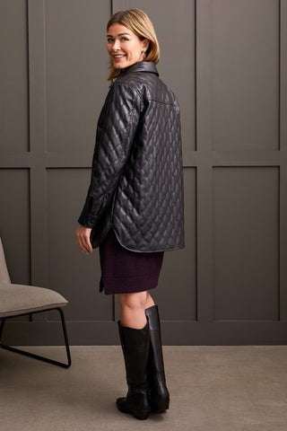 alt view 3 - QUILTED FAUX LEATHER JACKET-Black