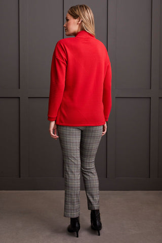 alt view 4 - QUILTED KNIT TUNIC WITH SIDE SLITS-Scarlet