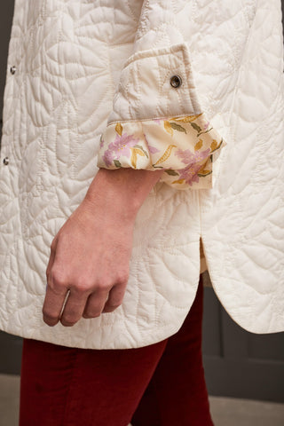 alt view 3 - QUILTED SNAP-UP SHACKET WITH PATTERNED LINING-Cream