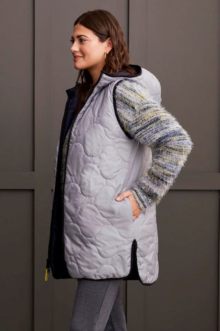 alt view 4 - REVERSIBLE HOODED PUFFER VEST WITH HI-LOW HEM-Night sky