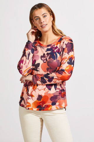 alt view 1 - SOFT PRINTED CREW NECK TOP WITH CURVED HEM-Night sky