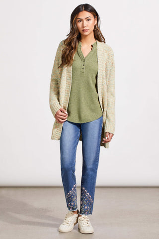 alt view 4 - SOFT WASHED WAFFLE HENLEY TOP WITH BUTTONS-H clover leaf