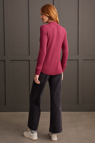 alt view 2 - SOFT WASHED WAFFLE HENLEY TOP WITH BUTTONS-H. port wine