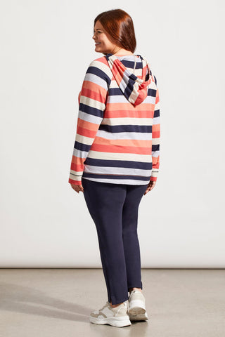 STRIPED SLUB KNIT RAGLAN HOODY-Grenadine