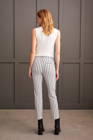 alt view 2 - STRIPPED PULL-ON ANKLE PANT-Moonstone