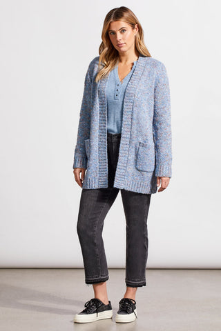 alt view 2 - SWEATER CARDIGAN WITH PATCH POCKETS-Blue jay