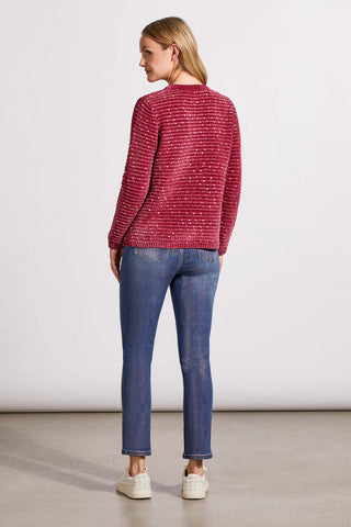 alt view 3 - TEXTURED KNIT CREWNECK SWEATER-Port wine