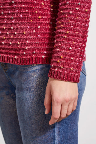 alt view 4 - TEXTURED KNIT CREWNECK SWEATER-Port wine