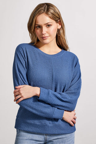 alt view 1 - TEXTURED KNIT DOLMAN SLEEVE TOP-Blue jay