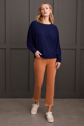 alt view 1 - TEXTURED KNIT DOLMAN SLEEVE TOP-Nightfall