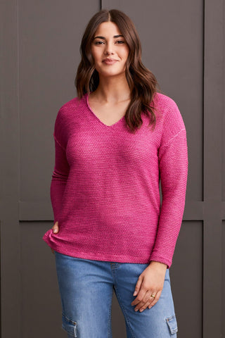 alt view 4 - V-NECK TUNIC WITH SIDE SLITS-Magenta haze