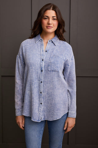 alt view 1 - WAFFLE BUTTON-UP SHIRT-Blue jay