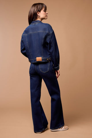 alt view 4 - WAIST LENGTH DENIM JACKET WITH OVERSIZED POCKETS-Dk. denim