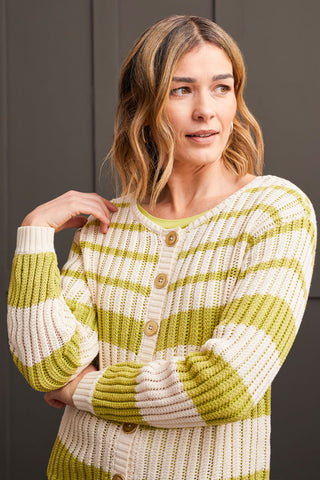 alt view 2 - WEAR 2 WAYS CREW NECK CARDIGAN SWEATER-Pistachio