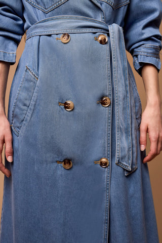 alt view 3 - WEAR 2 WAYS DENIM TRENCH COAT DRESS-Softblue