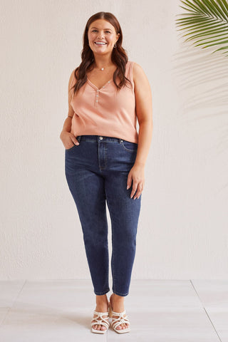 alt view 3 - SOPHIA CURVY ANKLE JEANS-Deepocean