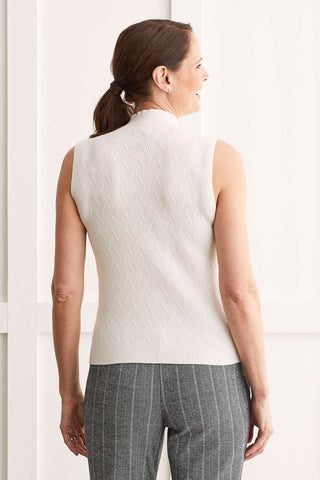 alt view 3 - TEXTURED SLEEVELESS MOCK NECK TOP-Cream